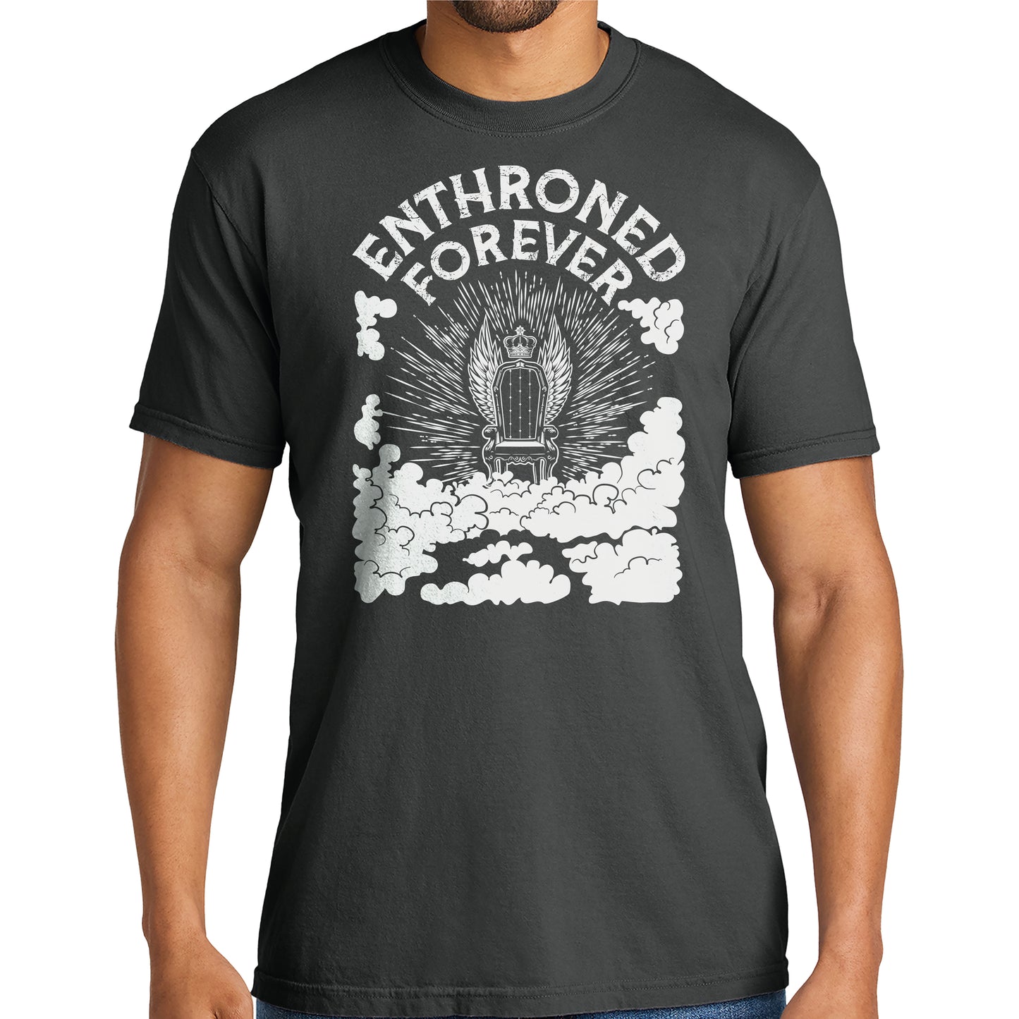 Enthroned Forever Christian Print | Eternal Reign Bible Digital Art | Instant Download Design